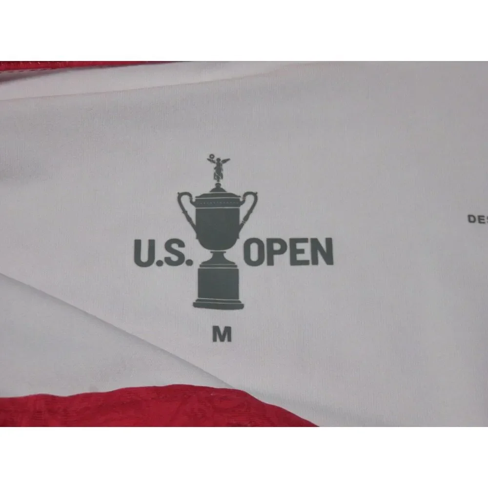 Mens USGA Squirrel Polo Short Sleeve Bright Red M Golf Shirt Polyester US OPEN - Picture 5 of 11